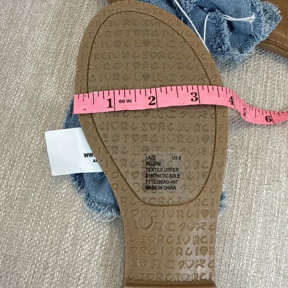 Rock & Candy Frayed Denim Bow Cute Chic Stylish Summer Casual Sandals - Picture 9 of 12